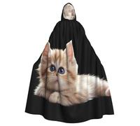QAZWZML Chat sous la lune. Cette longue cape à capuche à motif est chaude et adaptée pour les fêtes de vacances, les fêtes costumées ou les rassemblements.
