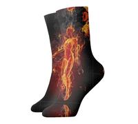 QAZWZML Chaussettes Fire Nude pour femme avec imprimé flamme, chaussettes décontractées et chaudes, adaptées pour la maison ou les activités de plein air