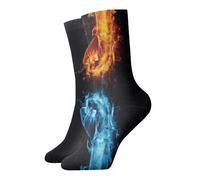 QAZWZML Chaussettes imprimées Ice and Fire Boxe, chaussettes décontractées et chaudes, adaptées pour la maison quotidienne ou les activités de plein air