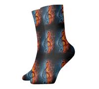 QAZWZML Chaussettes imprimées Ice and Fire Music Key - Chaussettes décontractées et chaudes, adaptées pour la maison ou les activités de plein air