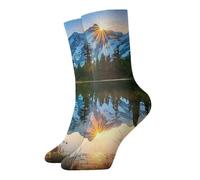 QAZWZML Chaussettes imprimées Mountain Sunrise, chaussettes décontractées et chaudes, adaptées pour la maison ou les activités de plein air