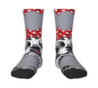QAZWZML Chaussettes mi-mollet extensibles à motif de chiens de dessin animé, noires, décoratives, adaptées pour le sport et la course., 1 noir, One Size