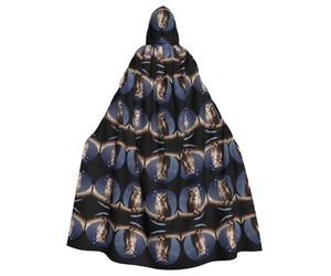 QAZWZML Chouette sous la lune. Cette longue cape à capuche à motif est chaude et adaptée pour les fêtes de vacances, les fêtes costumées ou les rassemblements.
