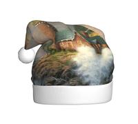 QAZWZML Coast Wave and Lighthouse Chapeaux décoratifs de Noël imprimés chapeaux de Noël pour adultes Fournitures de fête pour hommes et femmes