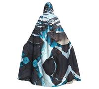QAZWZML Cracks in the glacier Imprimé Festive Cape à capuche Halloween Adulte Cape à capuche sans fermeture éclair Convient pour les fêtes de vacances et le cosplay