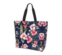 QAZWZML Deux grues japonaises volantes traditionnelles, sac à bandoulière à motifs, organiseur de courses, adapté pour les voyages, la salle de sport et les déplacements., floral, Taille unique