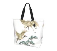 QAZWZML Deux grues japonaises volantes traditionnelles, sac à bandoulière à motifs, organiseur de courses, adapté pour les voyages, la salle de sport et les déplacements., Deux grues japonaises volant