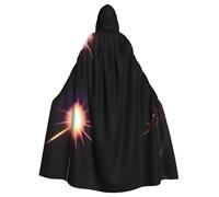 QAZWZML Deux soleils. Cette longue cape à capuche à motif est chaude et adaptée pour les fêtes de vacances, les fêtes costumées ou les rassemblements.
