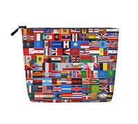 QAZWZML Divers drapeaux imprimés monocouche faux lin trousse cosmétique portable zippée accessoire de voyage