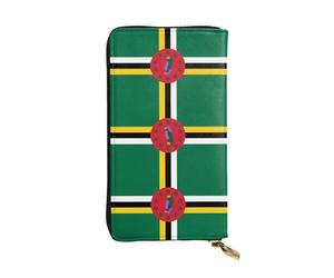 QAZWZML Drapeau du Commonwealth de Dominique Pochette imprimée, portefeuille long unisexe, sac de rangement pour pièces de monnaie adapté pour les voyages et une utilisation quotidienne
