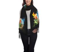 QAZWZML Écharpe à franges à poils longs avec imprimé quatre éléments, convient pour les soirées et les mariages