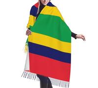 QAZWZML Écharpe longue imprimée drapeau de l'île Maurice, châle à franges, adapté pour un usage quotidien ou les activités de plein air au printemps, en automne et en hiver.