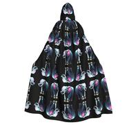 QAZWZML Éléphant à ligne unique. Cette longue cape à capuche à motif est chaude et adaptée pour les fêtes de vacances, les fêtes costumées ou les rassemblements.