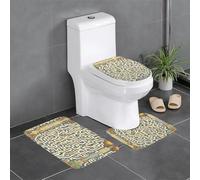 QAZWZML Ensemble de 3 tapis de salle de bain imprimé carte au trésor labyrinthe comprenant une housse de siège de toilette en forme de U, un tapis de sol et une housse de siège à joint torique