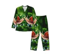 QAZWZML Ensemble de pyjama à col imprimé escargot animal pour homme, pyjama à manches longues, col cranté et poches latérales, 5 tailles, Noir , M