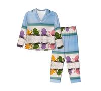 QAZWZML Ensemble de pyjama imprimé « Chairs Beside The Blue Sea Sky » - Pyjama à manches longues avec boutons - Convient pour les voyages et les sorties, Noir , M