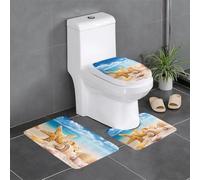QAZWZML Ensemble de tapis de bain à motif étoile de mer, coquillages, océan, plage, convient à la plupart des salles de bains et chambres d'hôtel.