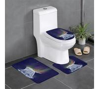 QAZWZML Ensemble de tapis de bain à motif ours polaire Northern Lights, adapté à la plupart des salles de bains et chambres d'hôtel.