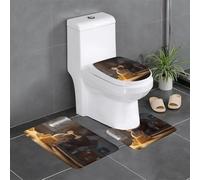 QAZWZML Ensemble de tapis de salle de bain imprimé souris, 3 pièces comprenant une housse de siège de toilette en forme de U, un tapis de sol et une housse de siège à joint torique