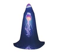 QAZWZML Grande cape à capuche avec imprimé méduses lumineuses, costume de cosplay, parfait pour les déguisements et les fêtes de fin d'année