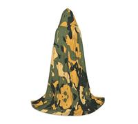 QAZWZML Grande cape à capuche imprimée camouflage jaune pâle, costume de cosplay, parfait pour les déguisements et les fêtes de fin d'année