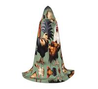 QAZWZML Grande cape à capuche imprimée coq et poulet, costume de cosplay, parfait pour les déguisements et les fêtes de fin d'année