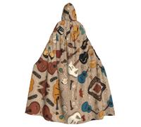 QAZWZML Guitar World Cape à capuche imprimée festive pour adulte sans fermeture éclair, convient pour les fêtes de vacances et le cosplay