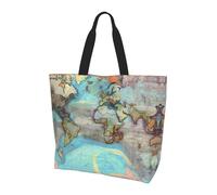 QAZWZML Joli sac fourre-tout imprimé petit papillon, sac à bandoulière organiseur, adapté pour les voyages, le yoga et le shopping., Carte du monde de dessin animé, One Size