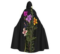 QAZWZML Les fleurs poussent vers le haut. Cette longue cape à capuche à motif est chaude et adaptée pour les fêtes de vacances, les fêtes costumées ou les rassemblements.
