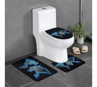 QAZWZML Lot de 3 tapis de salle de bain avec motif carte du monde pour salle de bain, chambre à coucher, cuisine et décoration d'intérieur