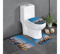 QAZWZML Lot de 3 tapis de salle de bain avec motif ciel de ville - Pour salle de bain, chambre à coucher, cuisine et décoration d'intérieur