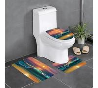 QAZWZML Lot de 3 tapis de salle de bain avec motif coucher de soleil et bord de mer pour salle de bain, chambre à coucher, cuisine et décoration d'intérieur