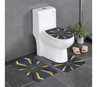 QAZWZML Lot de 3 tapis de salle de bain imprimés multidimensionnels comprenant une housse de siège de toilette en forme de U, un tapis de sol et une housse de siège à joint torique