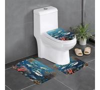 QAZWZML Lot de 3 tapis de salle de bain imprimés requins sous la mer pour salle de bain, chambre à coucher, cuisine et décoration d'intérieur