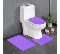QAZWZML Lot de 3 tapis de salle de bain imprimés violet clair de couleur unie comprenant une housse de siège de toilette en forme de U, un tapis de sol et une housse de siège à joint torique