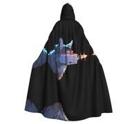 QAZWZML Loup en colère. Cette longue cape à capuche à motif est chaude et adaptée pour les fêtes de vacances, les fêtes costumées ou les rassemblements.
