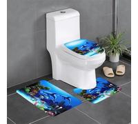 QAZWZML Magnifique ensemble de tapis de bain à motif de dauphins du monde sous-marin, adapté à la plupart des salles de bains et chambres d'hôtel.