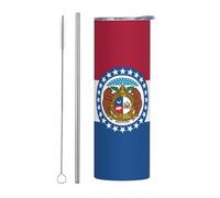 QAZWZML Mug de voyage en acier inoxydable avec motif drapeau de l'État du Missouri avec un corps droit imprimé adapté pour les boissons chaudes et froides