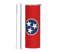 QAZWZML Mug de voyage en acier inoxydable avec motif drapeau de l'État du Tennessee avec un corps droit imprimé, adapté pour les boissons chaudes et froides