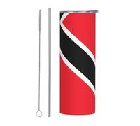 QAZWZML Mug de voyage en acier inoxydable avec motif drapeau de Trinité-et-Tobago avec un corps droit imprimé adapté pour les boissons chaudes et froides