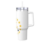 QAZWZML Mug instantané à double paroi avec poignée et couvercle et paille pour smoothies - Motif drapeau de l'État du Rhode Island