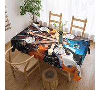 QAZWZML Nappe carrée à motif guitare musicale, bordure en dentelle, décoration d'intérieur adaptée pour les tables à manger et les pique-niques.
