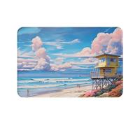 QAZWZML Paillasson à motif architecture de plage, tapis de bienvenue, adapté pour les portes d'entrée, les jardins, les cuisines ou les salles de bains.