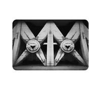 QAZWZML Paillasson à motif architecture en noir et blanc, convient pour les portes d'entrée, les cours, les cuisines ou les salles de bains.