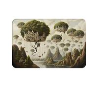 QAZWZML Paillasson à motif château lévitant, convient pour les portes d'entrée, les jardins, les cuisines ou les salles de bains.