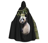 QAZWZML Panda géant jouant avec le bambou. Cette longue cape à capuche à motif est chaude et adaptée pour les fêtes de vacances, les fêtes costumées ou les rassemblements.
