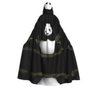 QAZWZML Panda géant sur la pelouse. Cette longue cape à capuche à motif est chaude et adaptée pour les fêtes de vacances, les fêtes costumées ou les rassemblements.