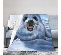 QAZWZML Papier peint peint peint motif phoque du harpe - Couverture de lit imprimée - Couverture en flanelle - Décoration d'intérieur - Cadeau - 4 tailles : 152,4 x 127 cm