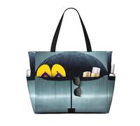 QAZWZML Parapluie noir sous la pluie, sac de plage de grande capacité, sac fourre-tout pliable, adapté pour les voyages et le shopping.