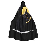 QAZWZML Petit chat noir sous la lune. Cette longue cape à capuche à motif est chaude et adaptée pour les fêtes de vacances, les fêtes costumées ou les rassemblements.